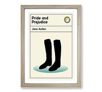 Big Box Art Book Cover Pride and Prejudice Jane Austen Framed Wall Art Picture Print Ready to Hang, Oak A2 (62 x 45 cm)