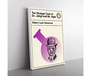 Big Box Art Book Cover The Strange Case of Dr Jekyll and Mr Hyde Canvas Wall Art Print Ready to Hang Picture, 76 x 50 cm (30 x 20 Inch), White, Purple, Purple