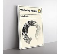 Big Box Art Book Cover Wuthering Heights Emily Bronte Canvas Wall Art Print Ready to Hang Picture, 76 x 50 cm (30 x 20 Inch), White, Grey, Black