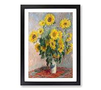 Big Box Art Bouquet of Sunflowers by Claude Monet Framed Wall Art Picture Print Ready to Hang, Black A2 (62 x 45 cm)