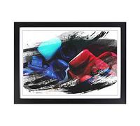 Big Box Art Boxing Gloves 2 V2 Framed Wall Art Picture Print Ready to Hang, Black A2 (62 x 45 cm)