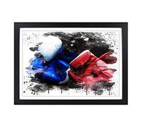 Big Box Art Boxing Gloves 2 V3 Framed Wall Art Picture Print Ready to Hang, Black A2 (62 x 45 cm)