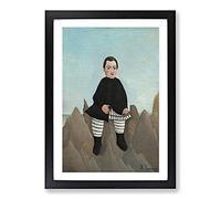 Big Box Art Boy On The Rocks by Henri Rousseau (1) Framed Wall Art Picture Print Ready to Hang, Black A2 (62 x 45 cm)