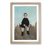 Big Box Art Boy On The Rocks by Henri Rousseau (1) Framed Wall Art Picture Print Ready to Hang, Oak A2 (62 x 45 cm)