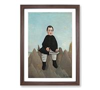 Big Box Art Boy On The Rocks by Henri Rousseau (1) Framed Wall Art Picture Print Ready to Hang, Walnut A2 (62 x 45 cm)