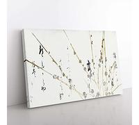 Big Box Art Branches of a Flowering Tree by Hon'ami Koetsu Painting Canvas Wall Art Print Ready to Hang Picture, 76 x 50 cm (30 x 20 Inch), White, Grey, Green