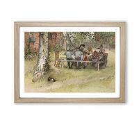Big Box Art Breakfast Under The Big Birch Tree by Carl Larsson Framed Wall Art Picture Print Ready to Hang, Oak A2 (62 x 45 cm)