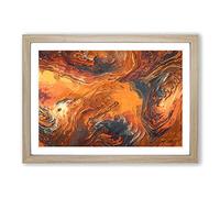 Big Box Art Breaking Down in Abstract Framed Wall Art Picture Print Ready to Hang, Oak A2 (62 x 45 cm)