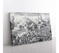 Big Box Art Breaking Through The Siege at Hesui by Lang Shining Painting Canvas Wall Art Print Ready to Hang Picture, 76 x 50 cm (30 x 20 Inch), Grey, White, Black