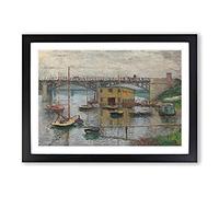 Big Box Art Bridge at Argenteuil by Claude Monet Framed Wall Art Picture Print Ready to Hang, Black A2 (62 x 45 cm)