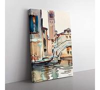 Big Box Art Bridge in Venice by John Singer Sargent Canvas Wall Art Print Ready to Hang Picture, 76 x 50 cm (30 x 20 Inch), White, Grey, Cream