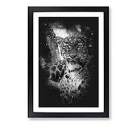 Big Box Art Bright Eyed Leopard Paint Splash Framed Wall Art Picture Print Ready to Hang, Black A2 (62 x 45 cm)
