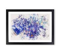 Big Box Art Bright Lights of New York City Watercolour Framed Wall Art Picture Print Ready to Hang, Black A2 (62 x 45 cm)