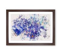 Big Box Art Bright Lights of New York City Watercolour Framed Wall Art Picture Print Ready to Hang, Walnut A2 (62 x 45 cm)