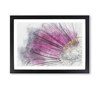 Big Box Art Bright Pink Gerbera Flower in Abstract Framed Wall Art Picture Print Ready to Hang, Black A2 (62 x 45 cm)