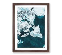 Big Box Art Broken Glacier in Iceland Painting Framed Wall Art Picture Print Ready to Hang, Walnut A2 (62 x 45 cm)