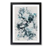 Big Box Art Broken Glacier in Iceland Watercolour Framed Wall Art Picture Print Ready to Hang, Black A2 (62 x 45 cm)