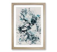 Big Box Art Broken Glacier in Iceland Watercolour Framed Wall Art Picture Print Ready to Hang, Oak A2 (62 x 45 cm)