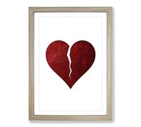 Big Box Art Broken Heart Framed Wall Art Picture Print Ready to Hang, Oak A2 (62 x 45 cm)