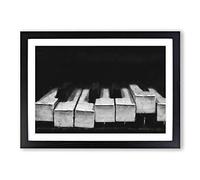 Big Box Art Broken Piano Keys Abstract Painting Framed Wall Art Picture Print Ready to Hang, Black A2 (62 x 45 cm)