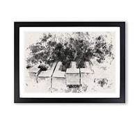 Big Box Art Broken Piano Keys Abstract Watercolour Framed Wall Art Picture Print Ready to Hang, Black A2 (62 x 45 cm)