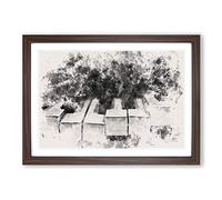 Big Box Art Broken Piano Keys Abstract Watercolour Framed Wall Art Picture Print Ready to Hang, Walnut A2 (62 x 45 cm)