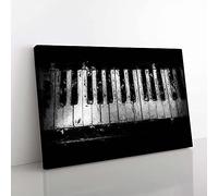 Big Box Art Broken Piano Keys Canvas Wall Art Print Ready to Hang Picture, 76 x 50 cm (30 x 20 Inch), Black, Grey, Black