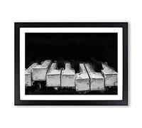 Big Box Art Broken Piano Keys in Abstract Framed Wall Art Picture Print Ready to Hang, Black A2 (62 x 45 cm)