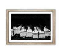 Big Box Art Broken Piano Keys in Abstract Framed Wall Art Picture Print Ready to Hang, Oak A2 (62 x 45 cm)