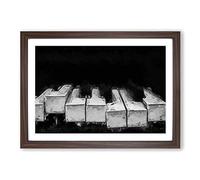 Big Box Art Broken Piano Keys in Abstract Framed Wall Art Picture Print Ready to Hang, Walnut A2 (62 x 45 cm)