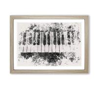 Big Box Art Broken Piano Keys Watercolour Framed Wall Art Picture Print Ready to Hang, Oak A2 (62 x 45 cm)
