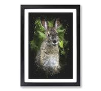 Big Box Art Brown Rabbit Paint Splash Framed Wall Art Picture Print Ready to Hang, Black A2 (62 x 45 cm)