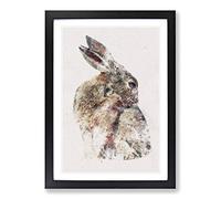 Big Box Art Brown Rabbit Watercolour Framed Wall Art Picture Print Ready to Hang, Black A2 (62 x 45 cm)