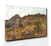 Big Box Art Bruno Liljefors The Fox Hunt Canvas Wall Art Print Ready to Hang Picture, 30 x 20 Inch (76 x 50 cm), Multi-Coloured