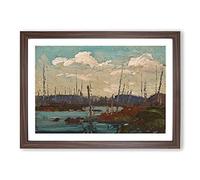 Big Box Art Burned Over Swamp by Tom Thomson Framed Wall Art Picture Print Ready to Hang, Walnut A2 (62 x 45 cm)