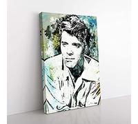 Big Box Art Burt Lancaster in Abstract Canvas Wall Art Print Ready to Hang Picture, 76 x 50 cm (30 x 20 Inch), White, Greige, Black, Olive, Green, Olive, Green