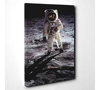 Big Box Art Buzz Aldrin Moon Landing Space Canvas Wall Art Print Ready to Hang Picture, 30 x 20 Inch (76 x 50 cm), Multi-Coloured