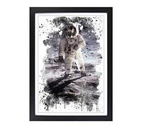 Big Box Art Buzz Aldrin Moon Landing Space NASA (1) V3 Framed Wall Art Picture Print Ready to Hang, Black A2 (62 x 45 cm)