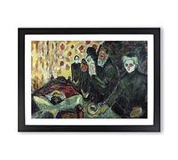 Big Box Art By The Deathbed by Edvard Munch Framed Wall Art Picture Print Ready to Hang, Black A2 (62 x 45 cm)