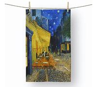 Big Box Art Cafe Terrace At Night by Vincent van gogh - 100% Cotton (72 x 44 cm) Kitchen Tea Towel, Dish Cloth for Drying, Cleaning and Washing - Absorbent and Quick Drying