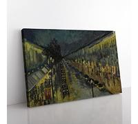 Big Box Art Camille Pissaro Paris, The Boulevard Montmartre at Night Canvas Wall Art Print Ready to Hang Picture, 76 x 50 cm (30 x 20 Inch), Multi-Coloured