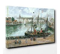 Big Box Art Camille Pissaro The Inner Harbor Canvas Wall Art Print Ready to Hang Picture, 30 x 20 Inch (76 x 50 cm), Multi-Coloured