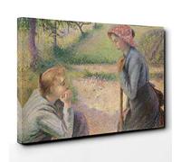 Big Box Art Camille Pissaro Two Young Peasant Women Canvas Wall Art Print Ready to Hang Picture, 30 x 20 Inch (76 x 50 cm), Multi-Coloured