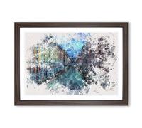 Big Box Art Canal Through Hamburg Watercolour Framed Wall Art Picture Print Ready to Hang, Walnut A2 (62 x 45 cm)