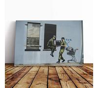 Big Box Art Canvas Print Banksy Looters New Orleans Graffiti Wall Art | Mounted & Stretched Box Frame Picture | Home Decor for Kitchen, Living Room, Bedroom, Hallway, Multi-Colour, 30x20 Inch