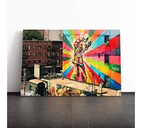 Big Box Art Canvas Print V-Day Kiss Graffiti Wall Art | Mounted and Stretched Box Frame Picture | Home Decor for Kitchen, Living, Dining Room, Bedroom, Hallway, Multi-Colour, 30x20 Inch
