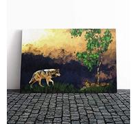 Big Box Art Canvas Print Wall Abstract Wolf Art (6) | Mounted and Stretched Box Frame Picture | Home Decor for Kitchen, Living, Dining Room, Bedroom, Hallway, Multi-Colour, 20x14 Inch