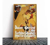 Big Box Art Canvas Print Wall Art Adolfo Hohenstein Turbine Steamer | Mounted & Stretched Box Frame Picture | Home Decor for Kitchen, Living Room, Bedroom, Hallway, Multi-Colour, 30x20 Inch