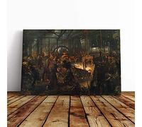 Big Box Art Canvas Print Wall Art Adolph Menzel The Iron Rolling Mill | Mounted & Stretched Box Frame Picture | Home Decor for Kitchen, Living Room, Bedroom, Hallway, Multi-Colour, 20x14 Inch