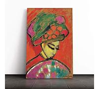 Big Box Art Canvas Print Wall Art Alexi Von Jawlensky Young Girl with a Flowered Hat | Mounted & Stretched Box Frame Picture | Home Decor for Kitchen, Living Room, Bedroom, Multi-Colour, 20x14 Inch